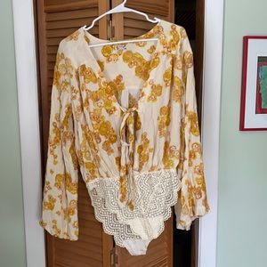 Free People Floral Bodysuit